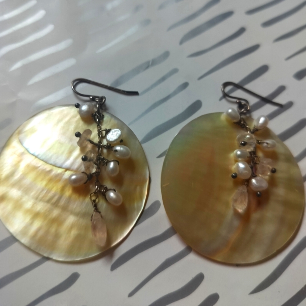 Golden Girl Luce Abalone Designer Shell Earrings